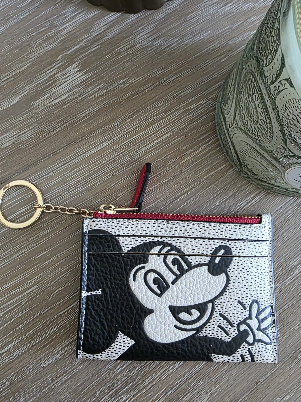Coach Keith Harring Mickey Mouse Cardholder Wallet with Keyring